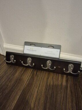 NEW Threshold 16" Hook Rail - Vintage black and vintage nickel finish